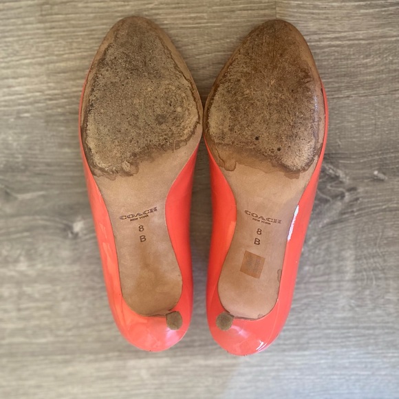 COACH | Salmon Pink Patent Leather Stilettos - Picture 5 of 8